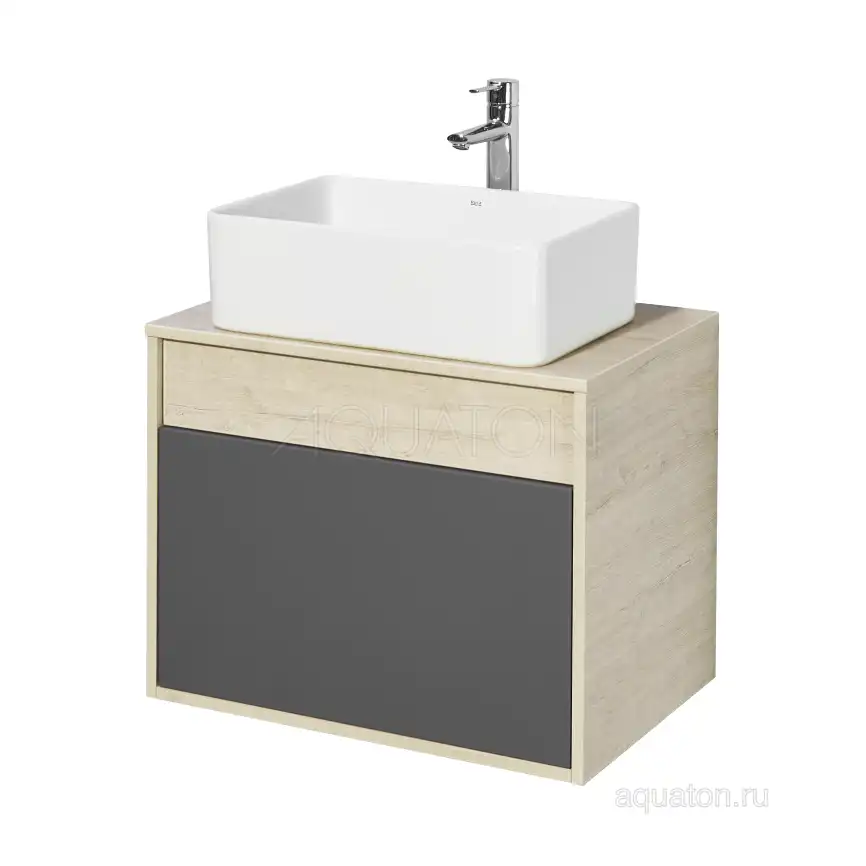 Тумба под раковину Aquaton Лофт Урбан 65 1A254001LQX60 подвесная цвет, серый графит / дуб орегон фото 11