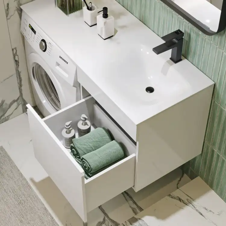 Тумба с раковиной подвесная Aqwella Duet 115 см, DU01051R, цвет Белый фото 4