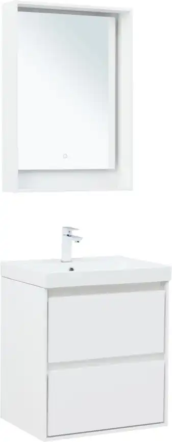 Тумба под раковину Aquanet Милан 60 белый глянец, подвесная, 336367 фото 13