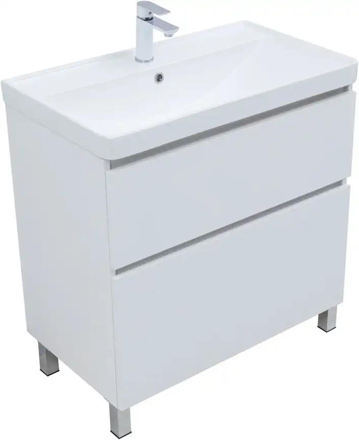 Тумба под раковину Aquanet Вега 80 напольная, белый глянец, 344123 фото 5