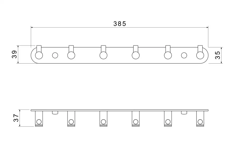 Планка с 6 крючками Aquatek Европа AQ4124BG, Золото матовое фото 2