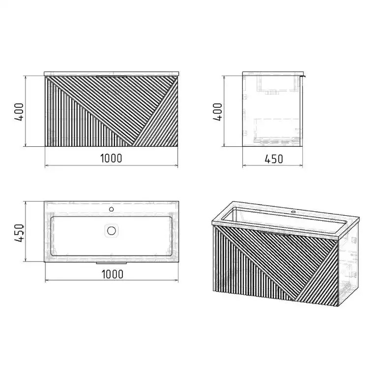 Тумба под раковину Grossman Блисс 100 подвесная, графит матовый (1010048) фото 10