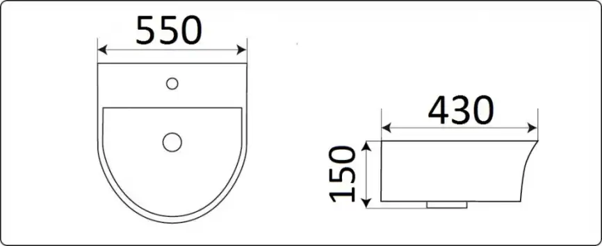 Умывальник CeramaLux 78370C 550х430х150 Подвесная цвет Белый фото 2