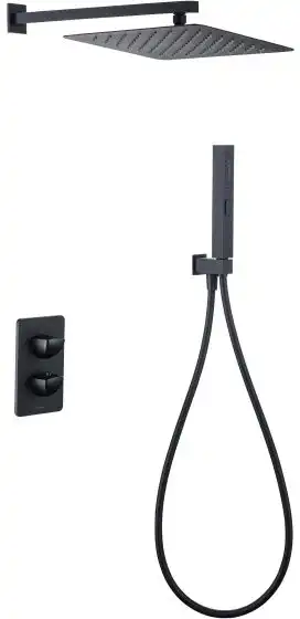 Душевая система Allen Brau Infinity 5.21016-31 для душа без излива, термостатическая, с верхним душем, Черный матовый фото 1