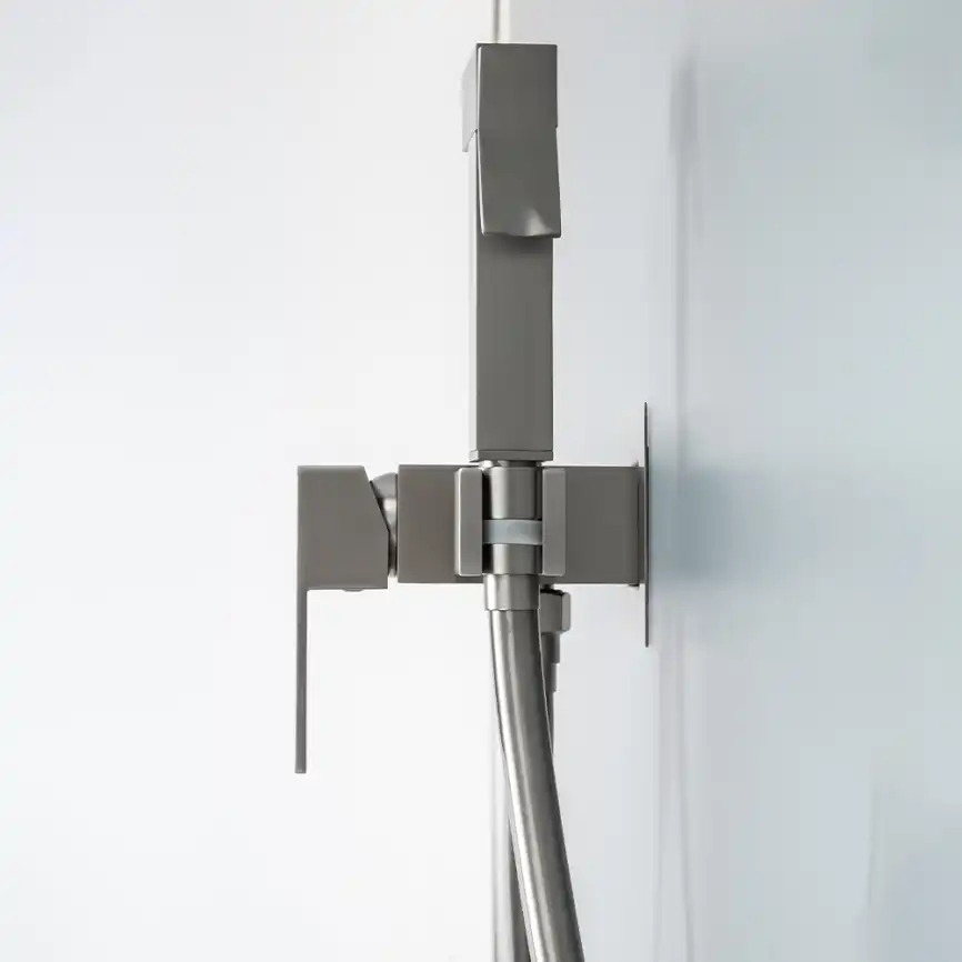 Гигиенический душ со смесителем AVS Cube 811-231-GM, оружейная сталь фото 4