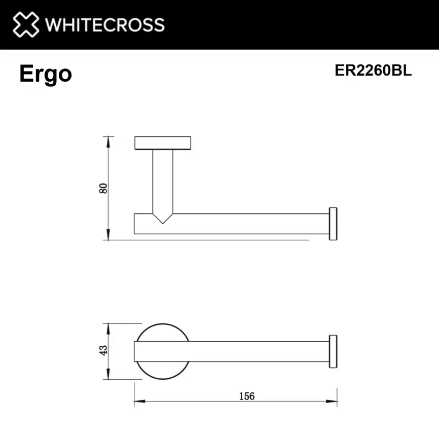 Держатель туалетной бумаги Whitecross ERGO black, ER2260BL, Черный матовый фото 2
