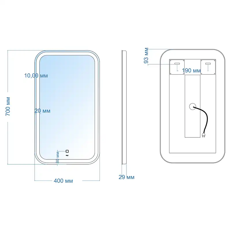 Зеркало с подсветкой AVS Отарио 40x70 см, антипар фото 9