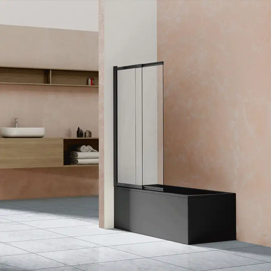 Шторка для ванны Vincea  100 VSB-1E100CLB, раздвижная, профиль черный, стекло прозрачное фото 1