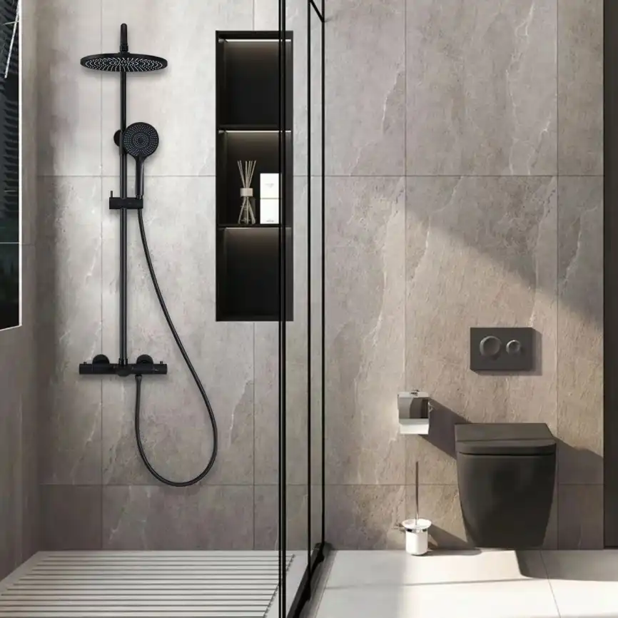 Душевая система  Vincea Esse VSFS-1E1TMB VSFS-1E1TMB  с термостатом, черный матовый фото 3