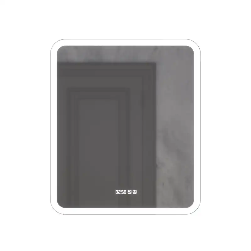 Зеркало с подсветкой AVS Байкал 60x70 см, часы и антипар фото 6