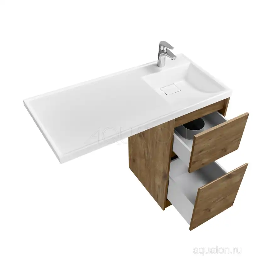 Тумба под раковину Aquaton Лондри 100 под стиральную машину без фасада 1A267001LHDR0 напольная цвет, дуб рустикальный фото 3
