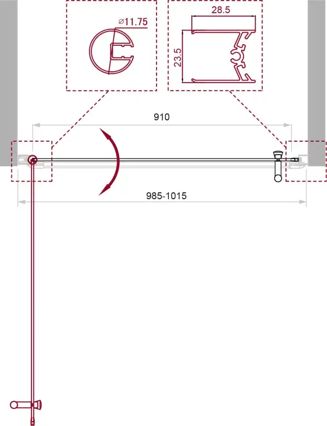 Душевая дверь BelBagno Uno 100 см, UNO-B-1-100-C-Cr, профиль Хром, стекло Прозрачное фото 2