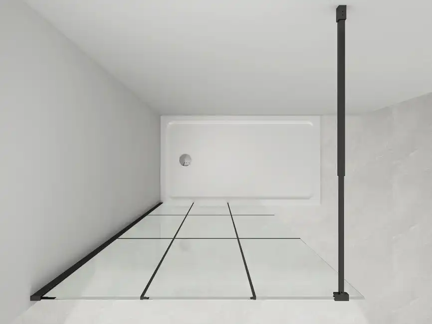 Душевая перегородка Loranto Walk-in 80 CS-W02B-80, профиль черный матовый, стекло Прозрачное, лофт клетка фото 5