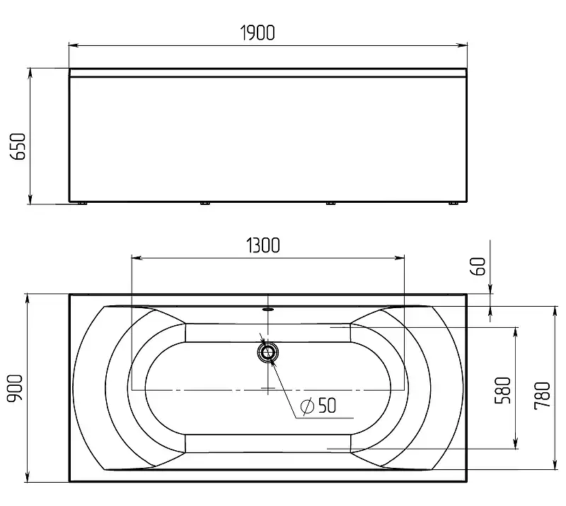 Акриловая ванна Marka One ESMA MG 190х90 Прямоугольная белая 01эс1990 фото 5