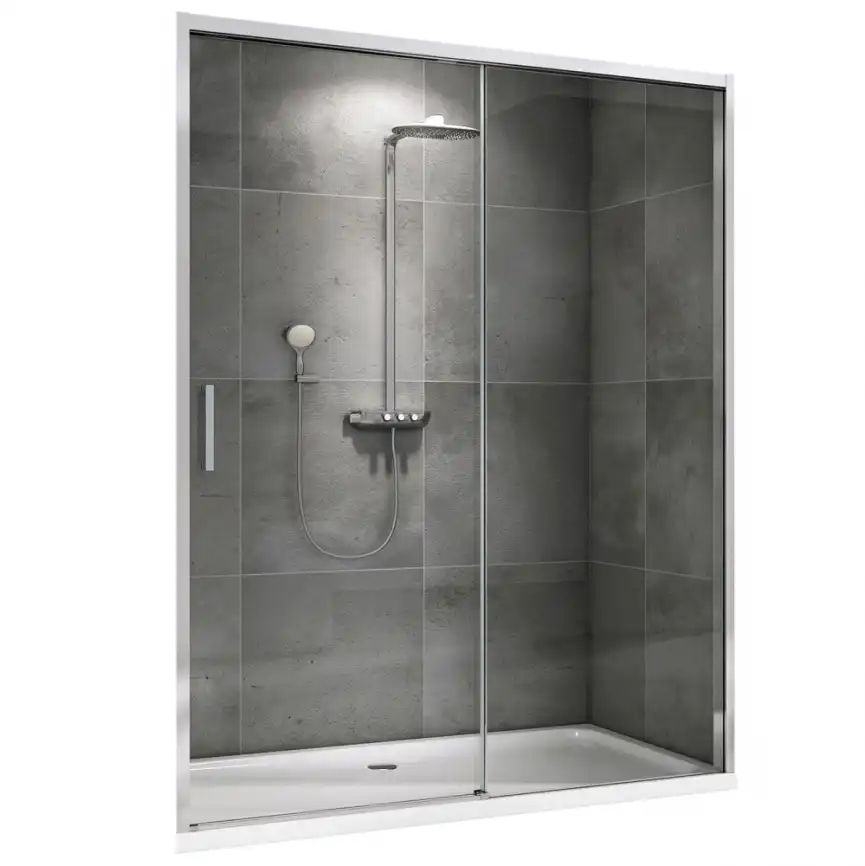 Душевая дверь Abber Komfort 160 см, AG93160, профиль Хром, стекло Прозрачное фото 1