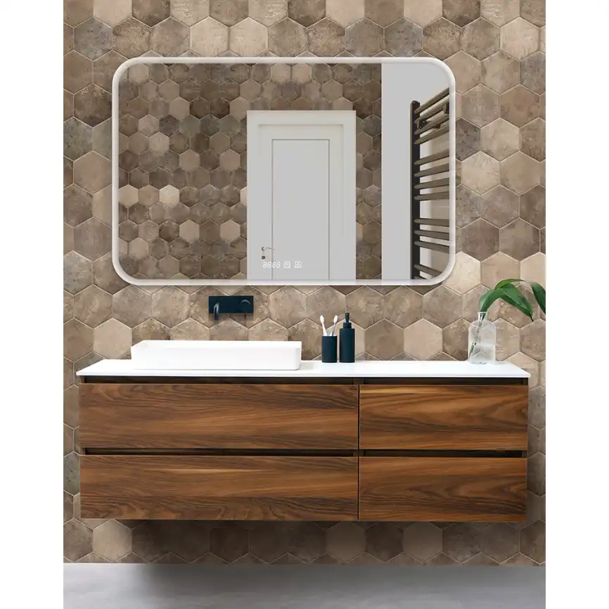 Зеркало с подсветкой AVS Байкал 120x80 см, антипар и часы фото 1