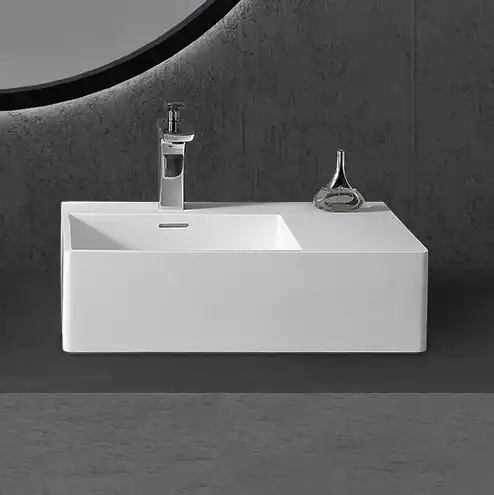 Раковина подвесная ABBER STEIN 56х38,5х16 AS2644 L, прямоугольная, белая матовая фото 1