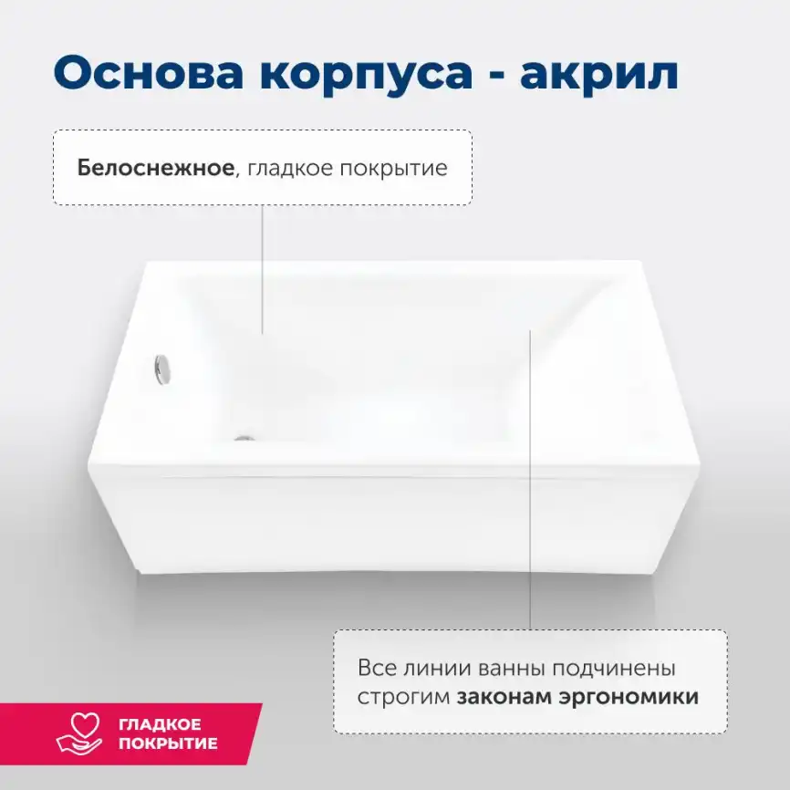 Акриловая ванна Aquanet Bright 155х70 (239666), на каркасе, белая фото 10