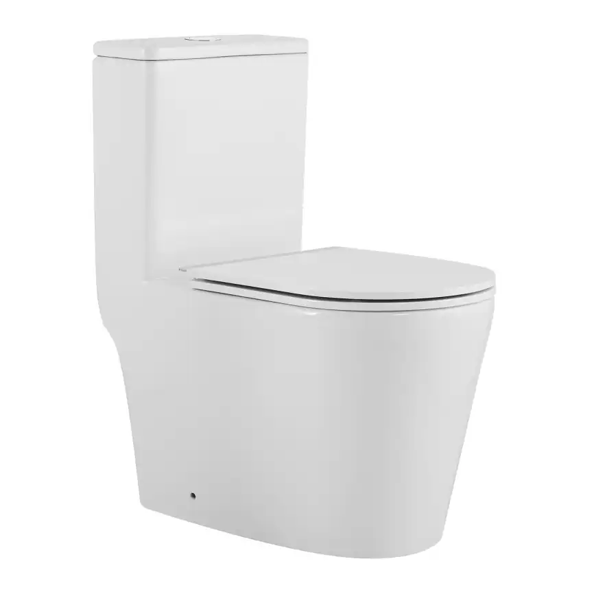 Унитаз моноблок Azario Nimbus AZ-6080-AP напольный, безободковый, со смывом Торнадо, с сиденьем микролифт, Белый глянцевый фото 1