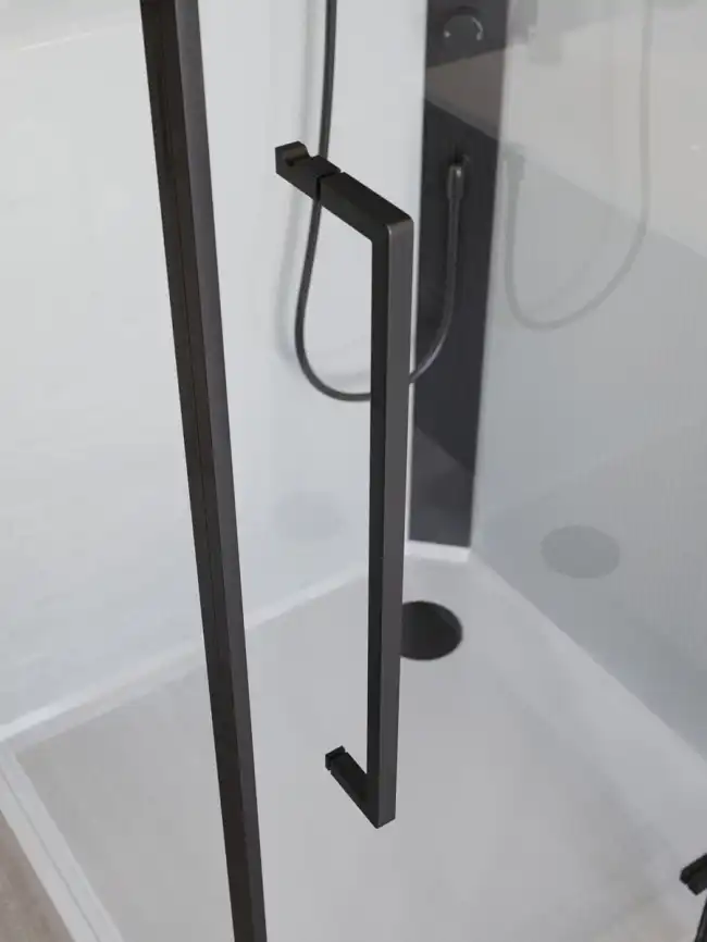Душевая кабина BelBagno UNO-CAB-A-1-90-C-NERO-Bi-TOP-L , левая, профиль черный матовый фото 11