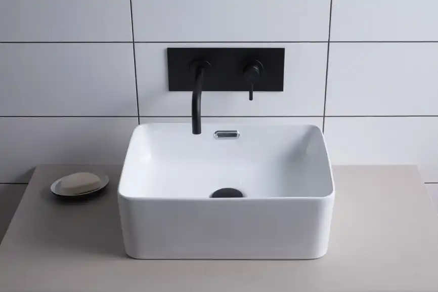 Раковина накладная Aquanet PERFECT-1 40,5х31,5х14 прямоугольная, Белая глянцевая фото 13