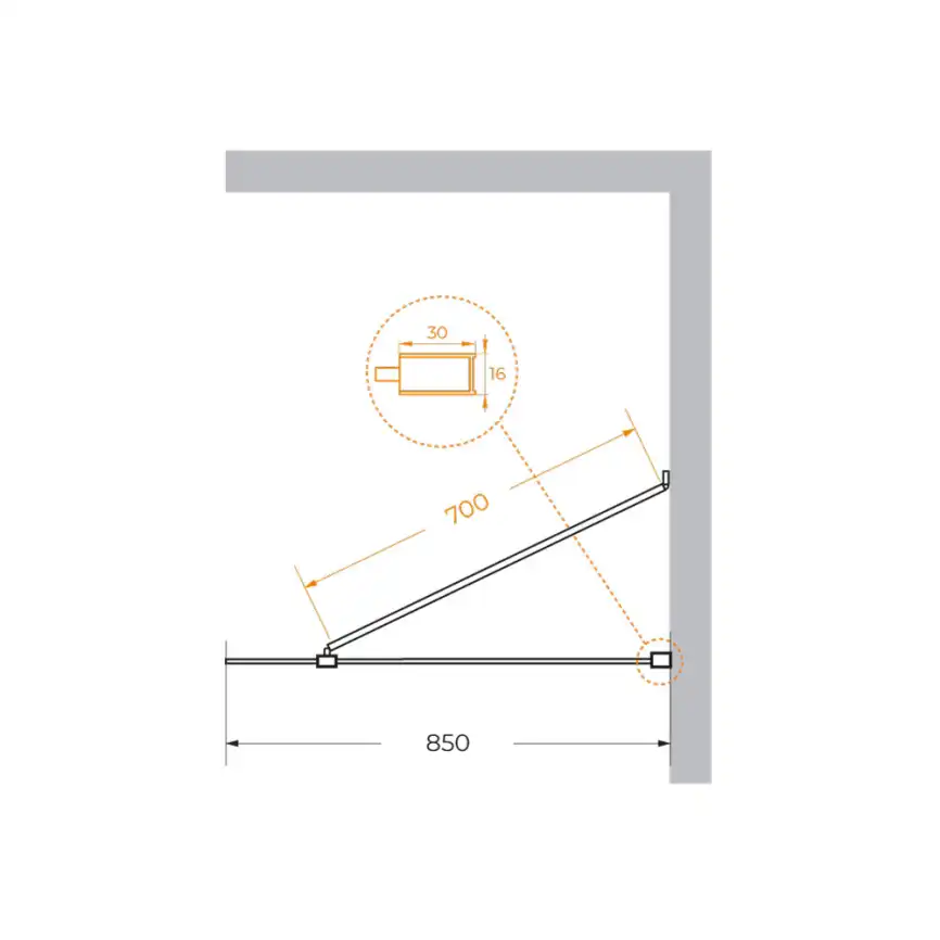 Душевая перегородка универсальная LIBERTA-L-1-TB-85-C-NERO стекло Прозрачное, профиль Черный фото 5