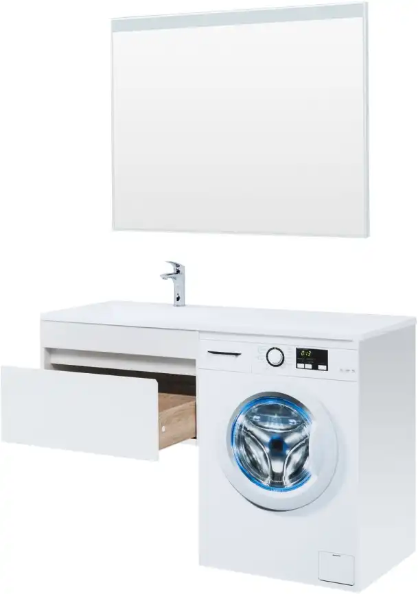 Тумба под раковину Aquanet Токио 130/68 белый (подвесная, 1 ящик) 236917 фото 6