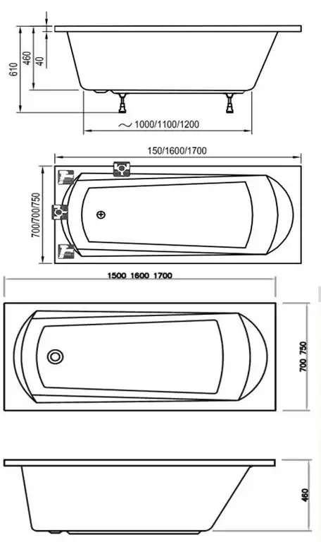 Акриловая ванна Ravak DOMINO 160х70 C621000000 прямоугольная, Белая фото 3