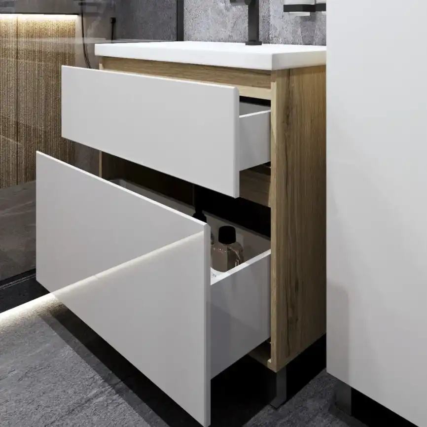 Тумба с раковиной FAURAplus Аврора 70-2, напольная (Раковина Classica 70) Фасад Белый фото 4