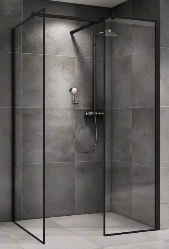 Душевой уголок ABBER Immer Offen 120х90 см, AG67129B, профиль черный, стекло прозрачное фото 1