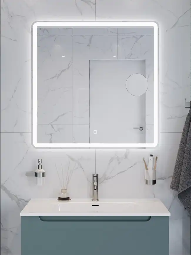 Зеркало BelBagno SPC-MAR-800-800-LED-TCH-LNZ с подсветкой и встроенной линзой 3-х кратного увеличения фото 10