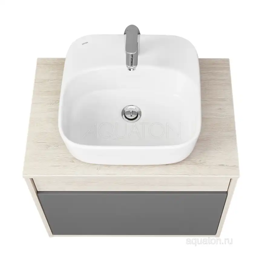 Тумба под раковину Aquaton Лофт Урбан 65 1A254001LQX60 подвесная цвет, серый графит / дуб орегон фото 4