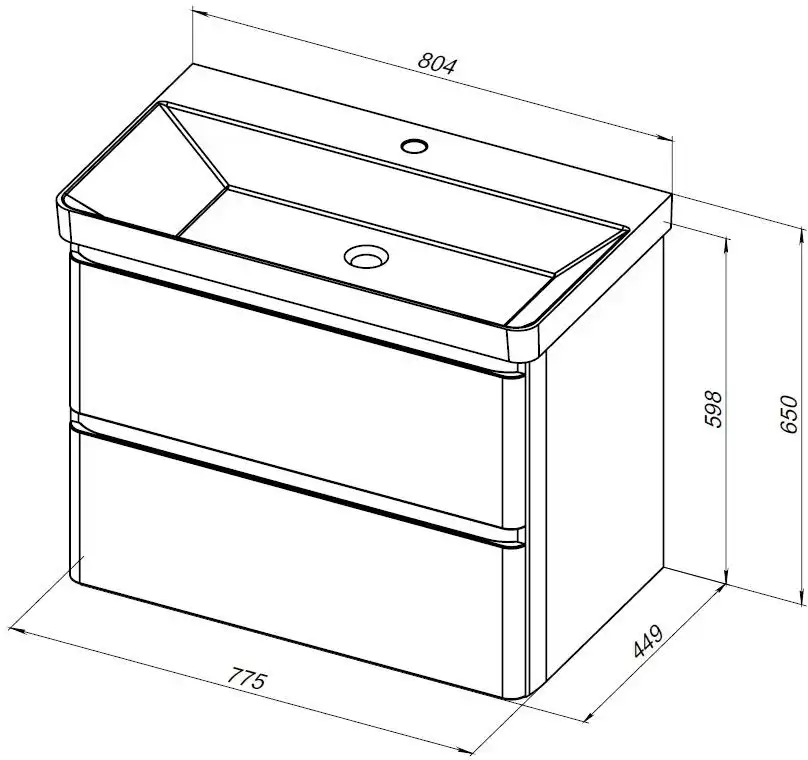 Тумба под раковину Aquanet Эмбер 80 белый матовый 330467 фото 2