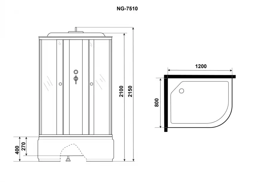 Душевая кабина Niagara Eco 120х80 E120/80/40L/TN высокий поддон фото 7