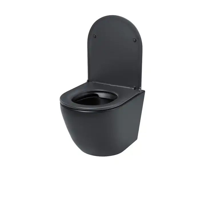 Унитаз подвесной IDDIS Blanco BLAR3BMi25 безободковый, с сиденьем микролифт Черный матовый фото 2