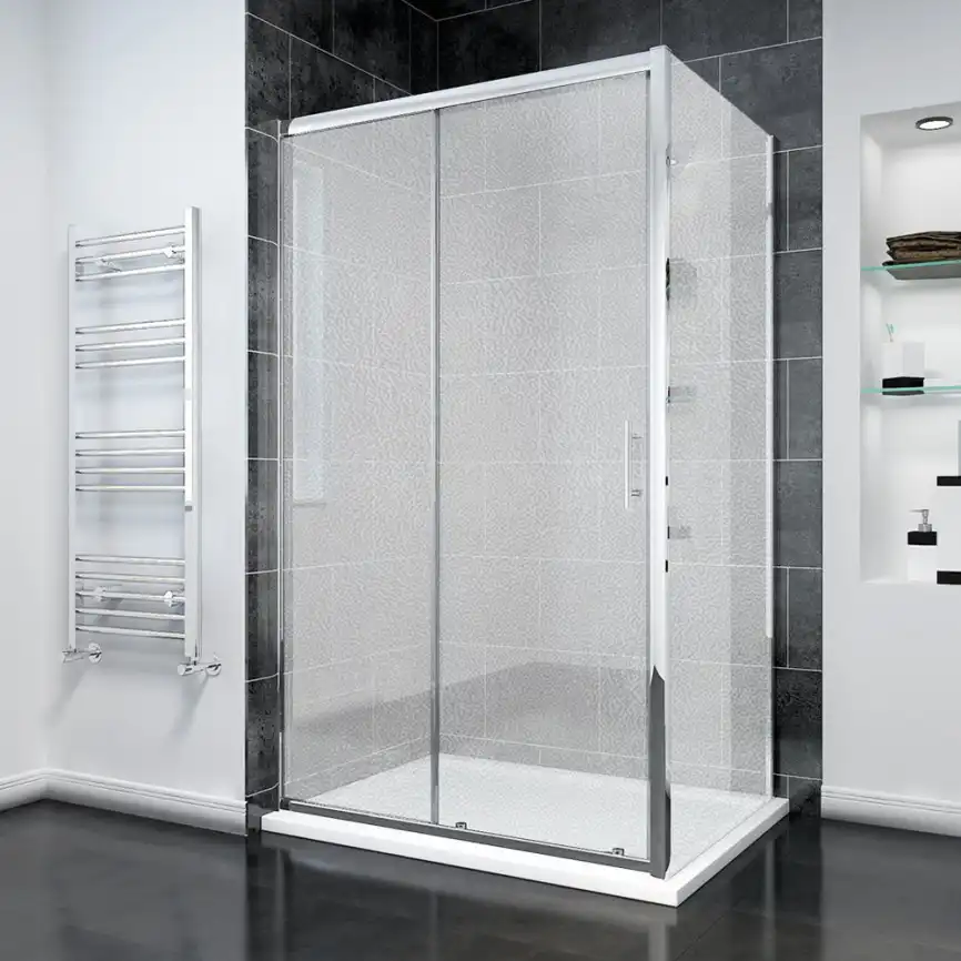 Душевой уголок Veconi Rovigo RV-055 140х90х195, профиль Хром, стекло матовое pear (RV055-14090-02-C8) фото 1