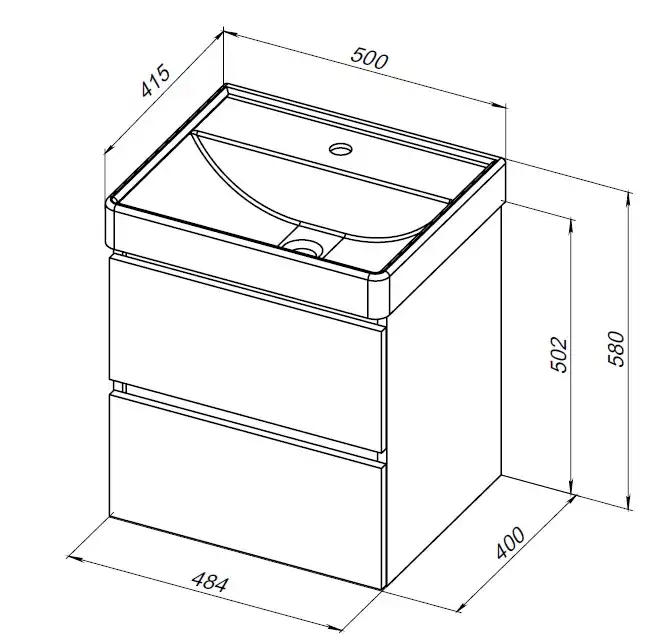 Тумба под раковину Aquanet Вега 50 (2 ящика) 308332 фото 2