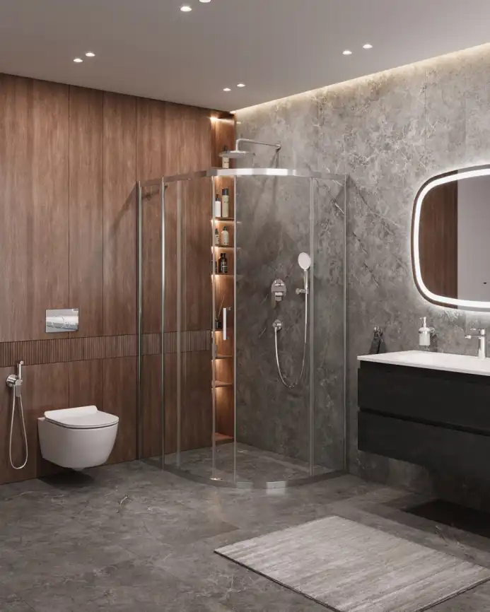 Душевой уголок CEZARES MOLVENO-RH-1-110/90-C-Cr-IV стекло Прозрачное, профиль Хром фото 6