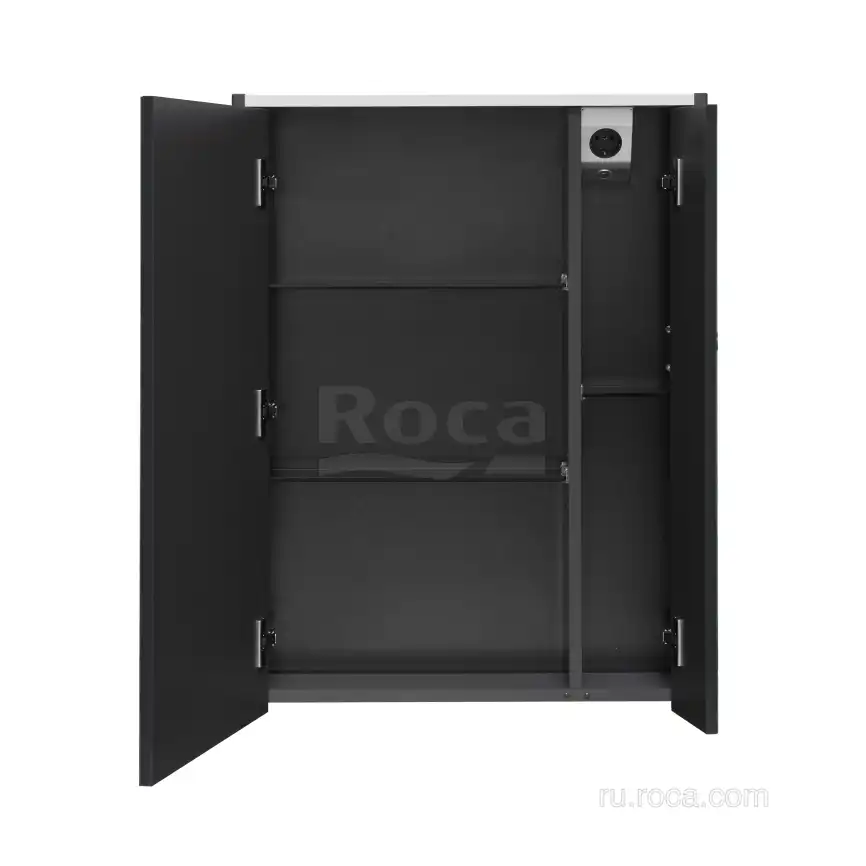 Зеркальный шкаф Roca Ronda 60 ZRU9302968 с подсветкой, Антрацит / Белый глянец фото 2