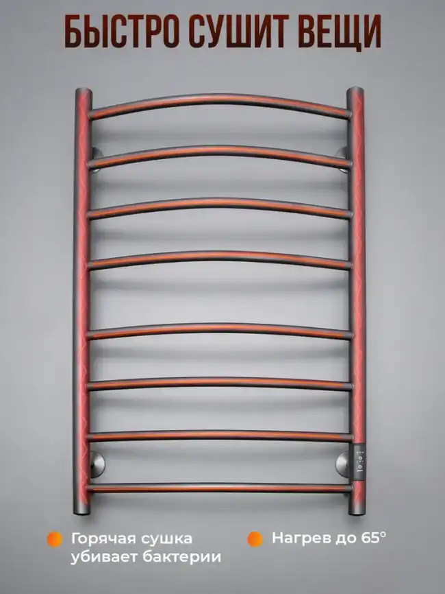 Полотенцесушитель электрический 50x80 AVS Блюз с терморегулятором, оружейная сталь фото 8