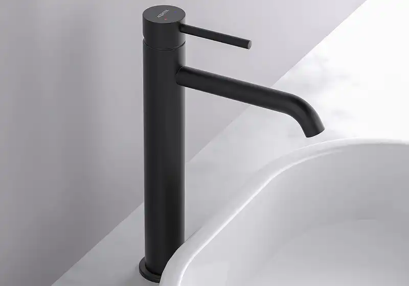 Смеситель для накладной раковины Aquatek Европа AQ1304MB, однорычажный, высокий, Черный матовый фото 6