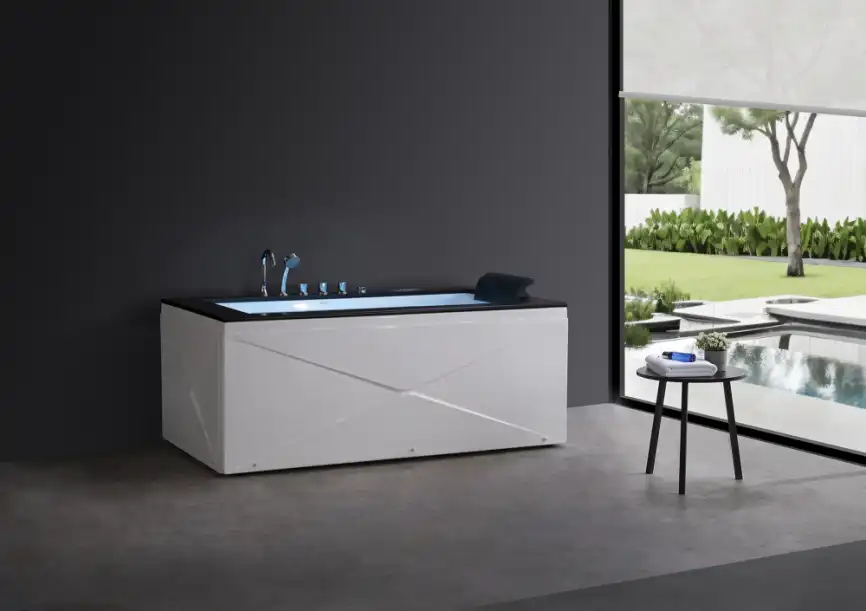 Акриловая ванна Gemy G9258 180х100 с гидромассажем, прямоугольная фото 6