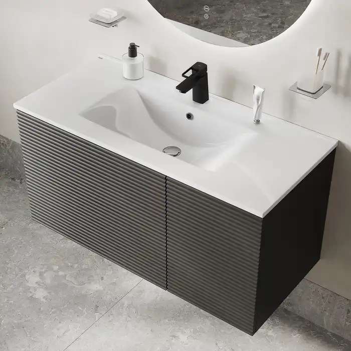 Тумба с раковиной IDDIS Bild 100, подвесная, Темно-серый, BIL10G0i95K фото 13