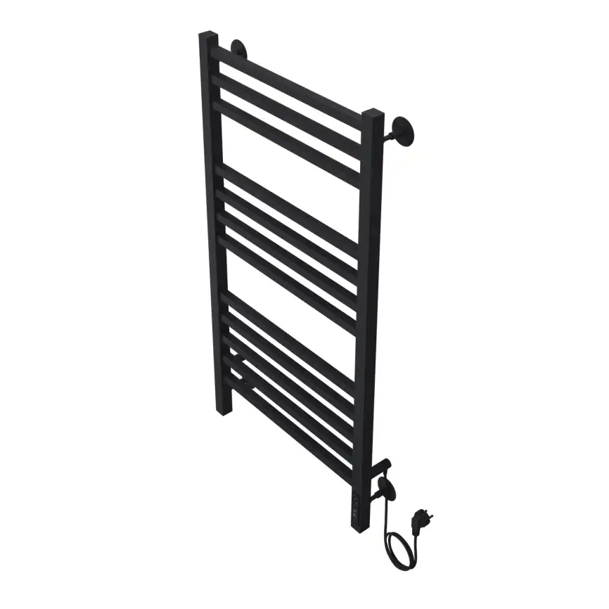 Полотенцесушитель электрический 50х100 Azario Ancona П12 AZ71850B, диммер справа, Черный матовый фото 3
