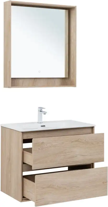 Тумба под раковину Aquanet Милан 80 дуб светлый, подвесная, 336384 фото 10