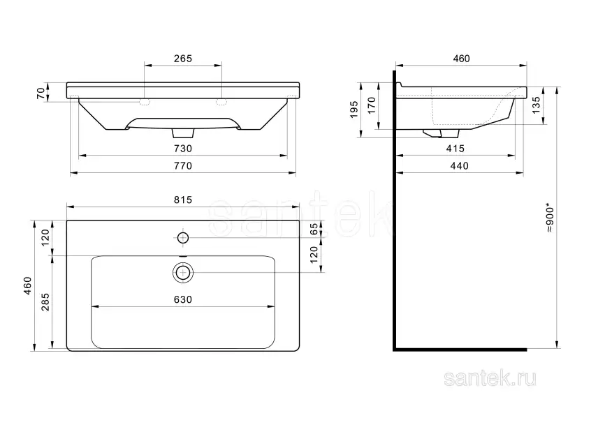 Раковина Santek Миранда 80 отверстие под смеситель 1WH302251 фото 4