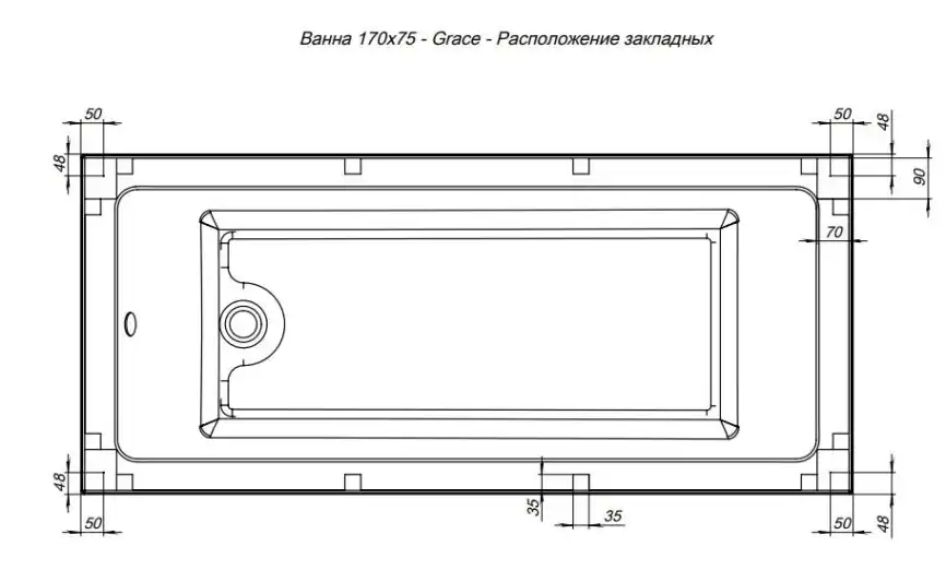 Акриловая ванна Aquanet Grace 170х75 (312397), на каркасе, белая фото 6