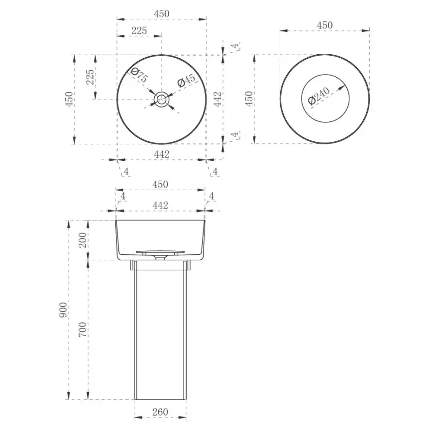 Раковина напольная ABBER KRISTALL 45х45х90 AT2702Vesuvian, круглая, оливковая фото 4