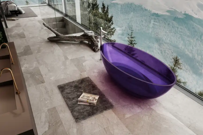 Прозрачная ванна ABBER Kristall AT9702Amethyst 180х85 фиолетовая фото 3