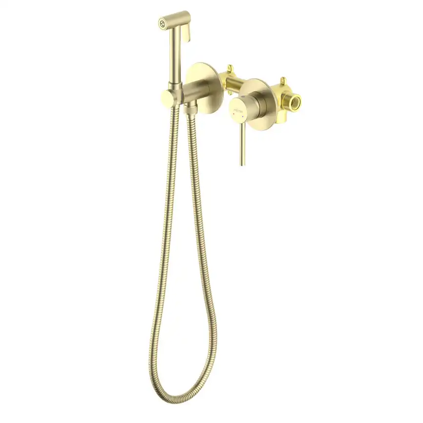 Смеситель с гигиеническим душем Aquatek Европа AQ1319BG, Золото матовое фото 1